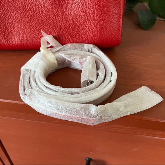 Coach Red Leather hand bag with detachable crossbody strap. Like new. - Picture 7 of 7